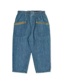 Gucci Kids брюки из денима с вышитым логотипом, синий