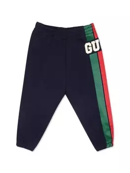 Gucci Kids брюки с логотипом, синий