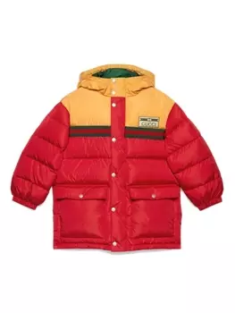 Gucci Kids дутое пальто с отделкой Web, красный