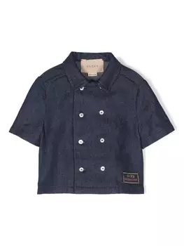Gucci Kids двубортная джинсовая куртка, синий