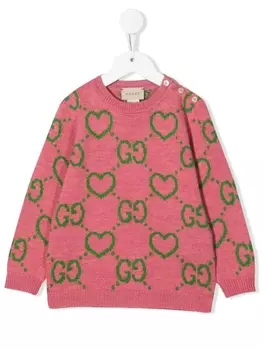 Gucci Kids джемпер с логотипом Interlocking G, розовый