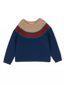 Gucci Kids джемпер с отделкой в полоску, синий