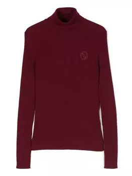 Gucci Kids джемпер в рубчик с вышитым логотипом GG, красный