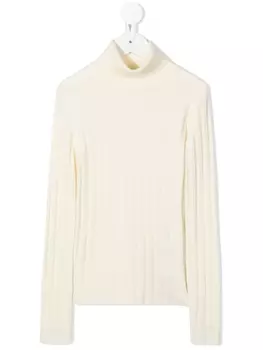Gucci Kids джемпер в рубчик с высоким воротником, белый