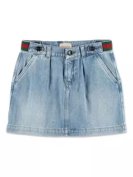 Gucci Kids джинсовая юбка в полоску, синий