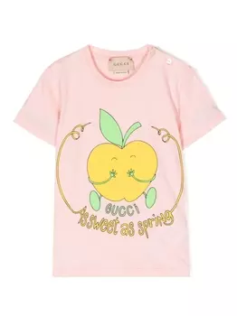 Gucci Kids футболка As sweet as Spring с логотипом, розовый