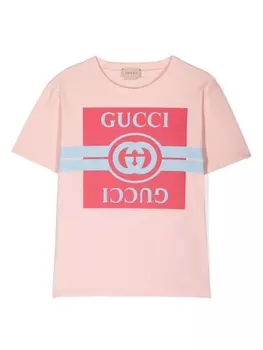 Gucci Kids футболка из джерси с логотипом, розовый