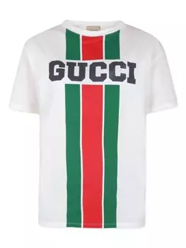 Gucci Kids футболка из хлопка с логотипом, белый
