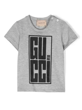 Gucci Kids футболка из хлопка с принтом, серый