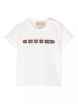 Gucci Kids футболка с логотипом, белый