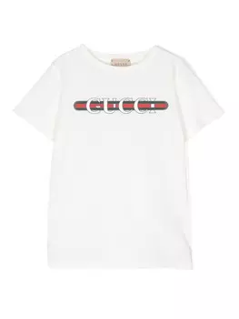 Gucci Kids футболка с логотипом, белый
