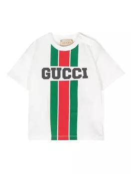 Gucci Kids футболка с логотипом, белый