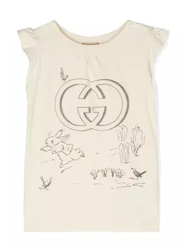 Gucci Kids футболка с логотипом, нейтральный цвет