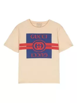 Gucci Kids футболка с логотипом, нейтральный цвет
