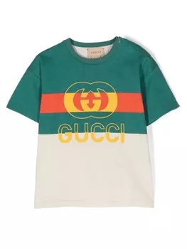 Gucci Kids футболка с логотипом, нейтральный цвет