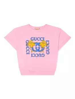 Gucci Kids футболка с логотипом, розовый