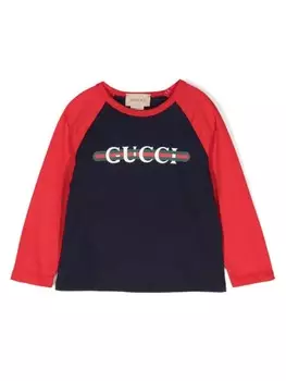 Gucci Kids футболка с принтом, красный