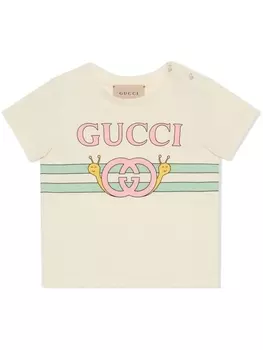 Gucci Kids футболка с принтом, нейтральный цвет
