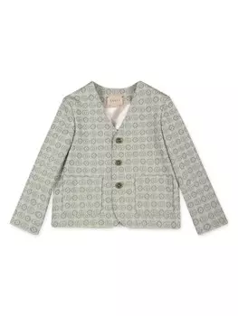 Gucci Kids хлопковый блейзер с двойной G-образной отделкой, зеленый
