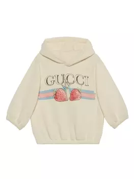 Gucci Kids худи из джерси с принтом, белый