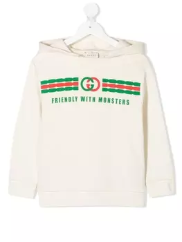 Gucci Kids худи с логотипом, нейтральный цвет