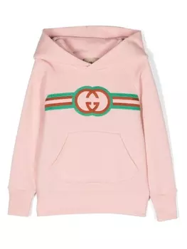 Gucci Kids худи с вышитым логотипом, розовый