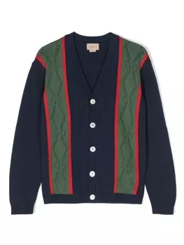 Gucci Kids кардиган на пуговицах, синий