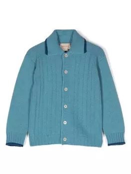 Gucci Kids кардиган с контрастной отделкой и логотипом, синий