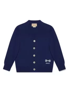 Gucci Kids кардиган с логотипом, синий