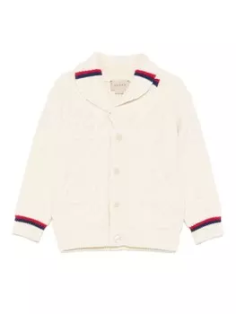 Gucci Kids кардиган Sylvie с отделкой Web, нейтральный цвет