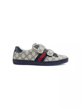 Gucci Kids кеды Ace с узором GG Supreme, синий