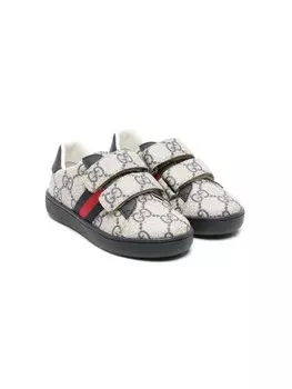 Gucci Kids кеды с узором GG Supreme, нейтральный цвет