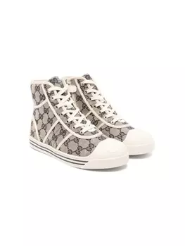 Gucci Kids кеды с узором GG Supreme, нейтральный цвет