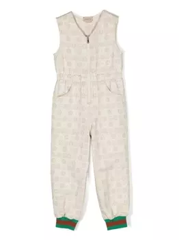 Gucci Kids комбинезон без рукавов с логотипом, нейтральный цвет