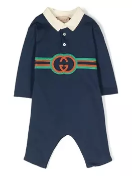 Gucci Kids комбинезон с логотипом Interlocking G, синий