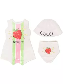 Gucci Kids комбинезон с принтом, нейтральный цвет