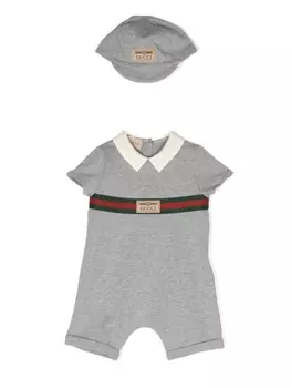 Gucci Kids комплект для новорожденного с отделкой Web, серый