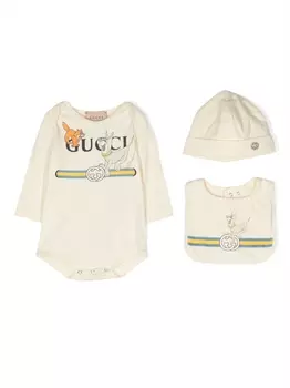 Gucci Kids "комплект из боди, шапки и нагрудника из коллаборации с The Jetsons", нейтральный цвет