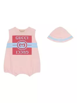 Gucci Kids комплект из двух ромперов с логотипом Interlocking G, розовый