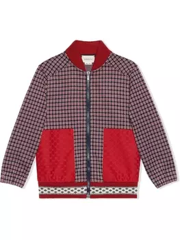 Gucci Kids куртка-бомбер в ломаную клетку, красный