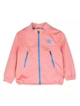 Gucci Kids куртка на молнии с нашивкой-логотипом, розовый
