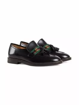 Gucci Kids лоферы с отделкой Web, черный
