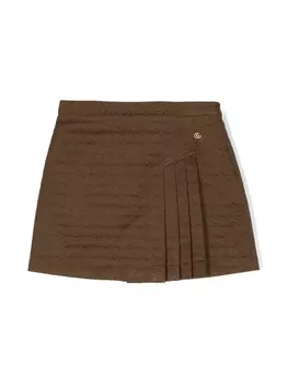 Gucci Kids logo-jacquard pleated short skirt, коричневый