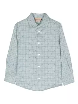 Gucci Kids monogram-print button-up shirt, синий