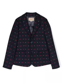 Gucci Kids однобортный пиджак Children's Horsebit, синий