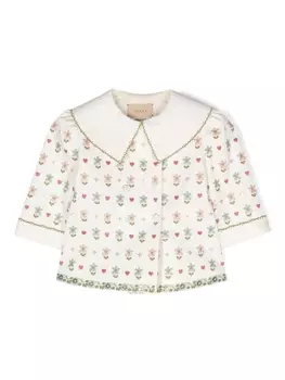 Gucci Kids пальто с цветочной вышивкой, белый