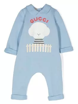 Gucci Kids пижама с вышитым логотипом, синий