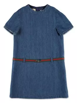 Gucci Kids платье из денима Web, синий