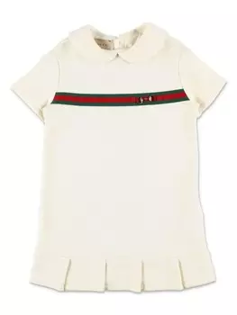 Gucci Kids платье из хлопка в полоску, белый