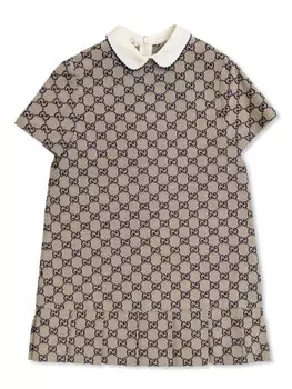 Gucci Kids платье из ткани GG Canvas, нейтральный цвет